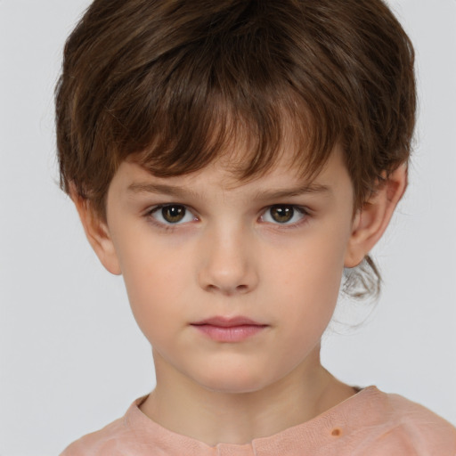 Neutral white child female with short  brown hair and brown eyes