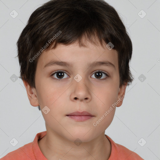 Neutral white child male with short  brown hair and brown eyes