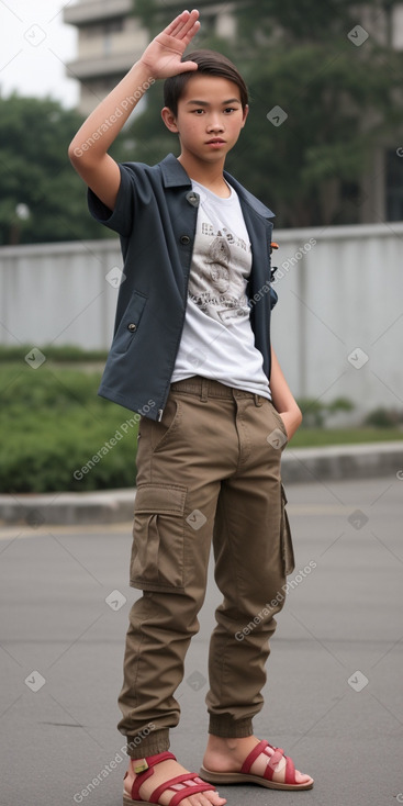 Vietnamese teenager boy with  brown hair