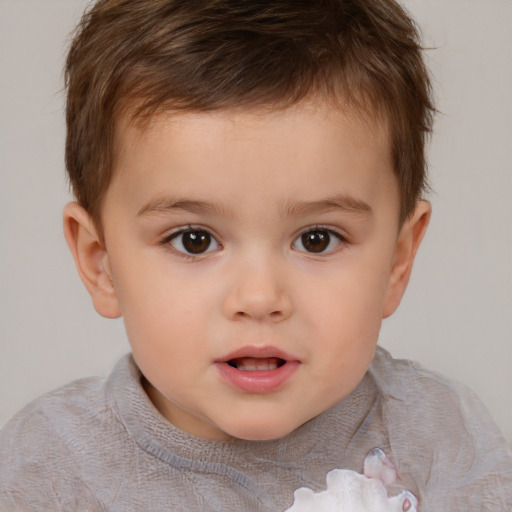 Neutral white child male with short  brown hair and brown eyes