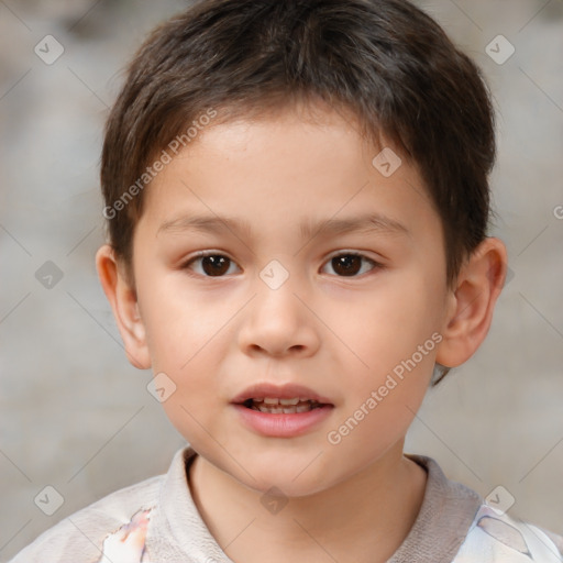 Neutral white child male with short  brown hair and brown eyes