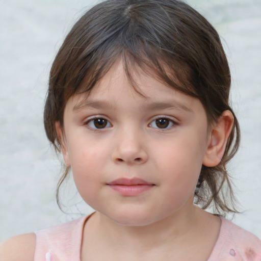 Neutral white child female with medium  brown hair and brown eyes