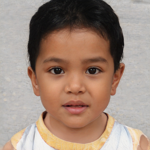 Neutral white child female with short  brown hair and brown eyes