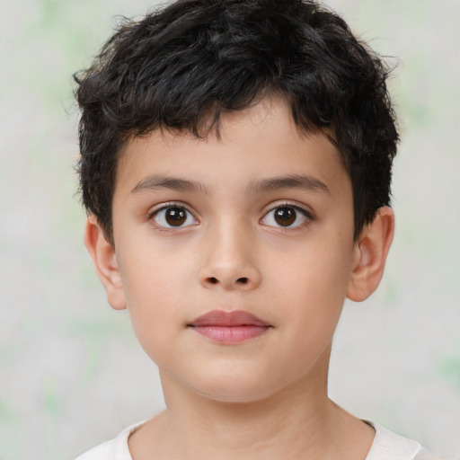 Neutral white child male with short  brown hair and brown eyes