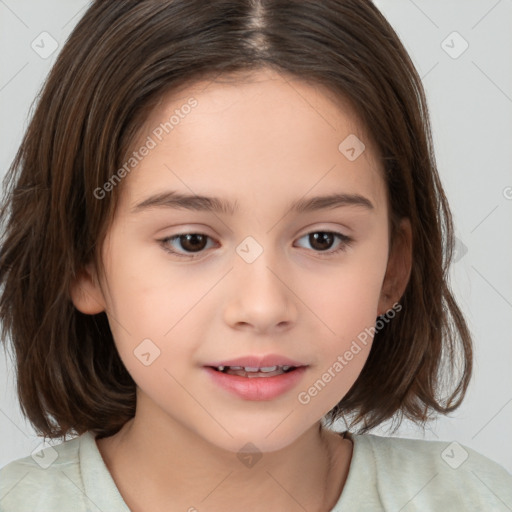 Neutral white child female with medium  brown hair and brown eyes