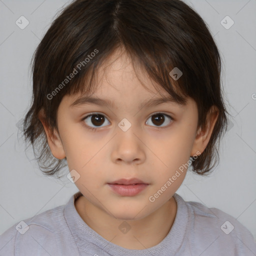 Neutral white child female with medium  brown hair and brown eyes