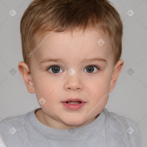 Neutral white child male with short  brown hair and brown eyes