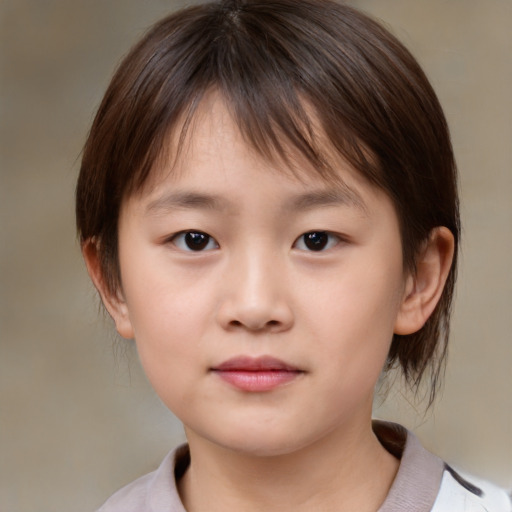 Neutral white child female with medium  brown hair and brown eyes