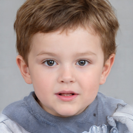 Neutral white child male with short  brown hair and brown eyes