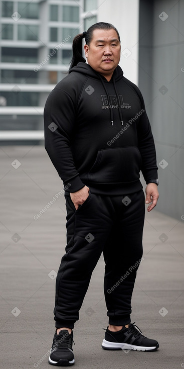 Mongolian middle-aged male with  black hair