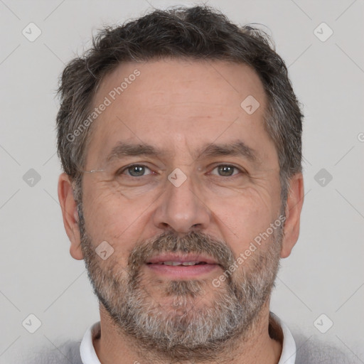 Neutral white adult male with short  brown hair and brown eyes