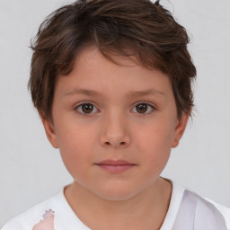 Neutral white child female with short  brown hair and brown eyes