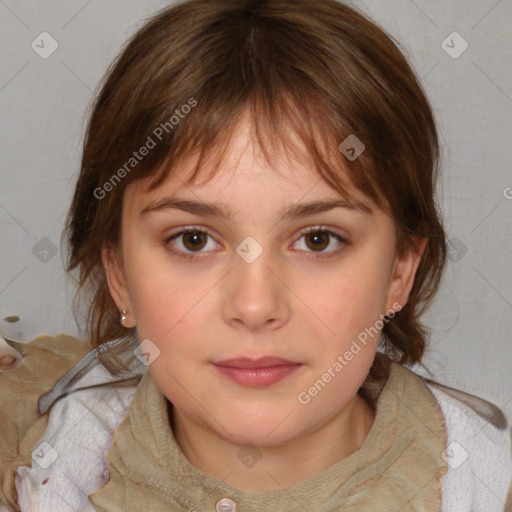 Neutral white child female with medium  brown hair and brown eyes