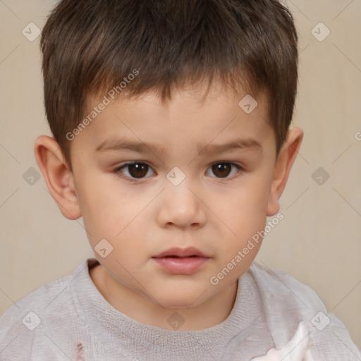 Neutral white child male with short  brown hair and brown eyes