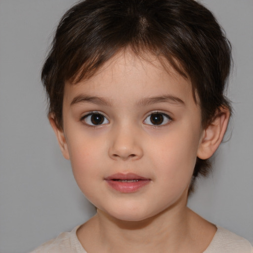 Neutral white child female with medium  brown hair and brown eyes