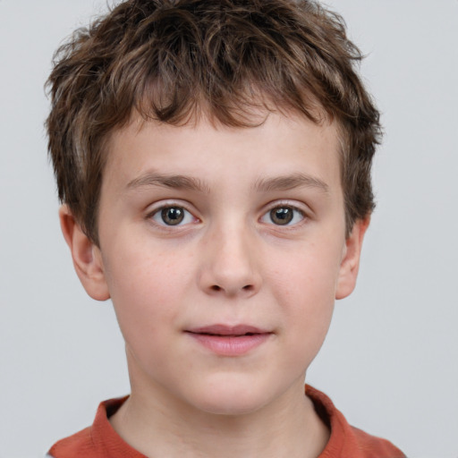 Neutral white child male with short  brown hair and brown eyes