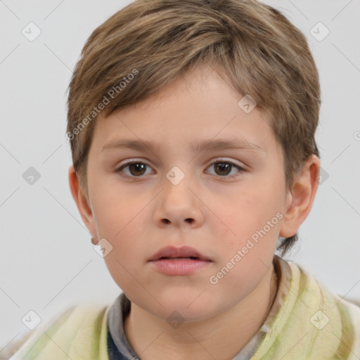 Neutral white child male with short  brown hair and brown eyes