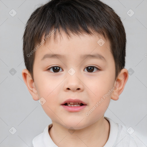 Neutral white child male with short  brown hair and brown eyes