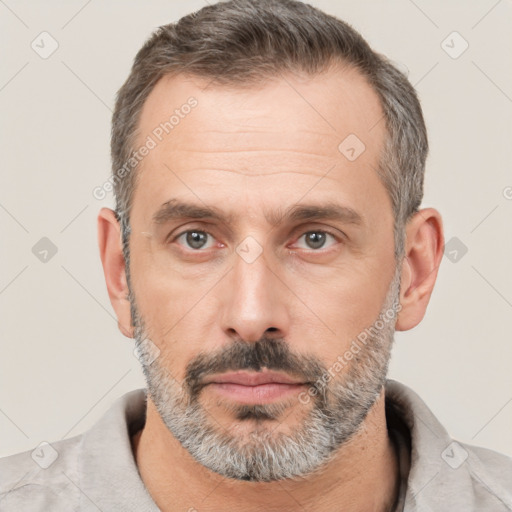 Neutral white adult male with short  brown hair and brown eyes