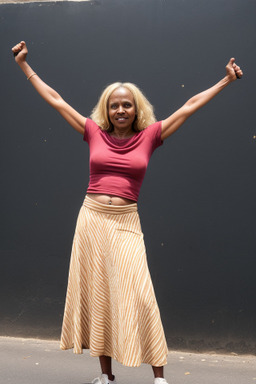 Ethiopian middle-aged female with  blonde hair