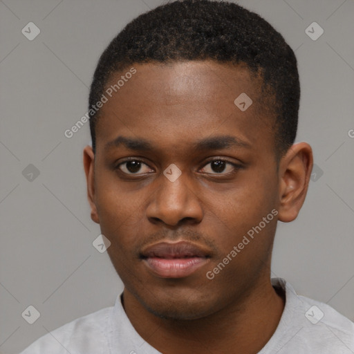 Neutral black young-adult male with short  brown hair and brown eyes