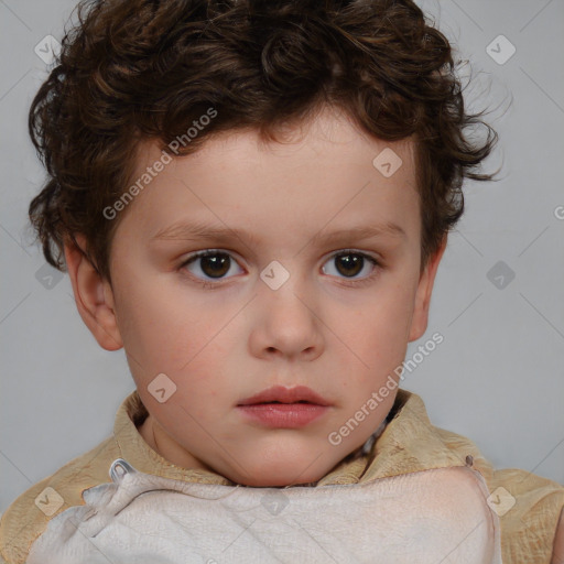 Neutral white child male with short  brown hair and brown eyes