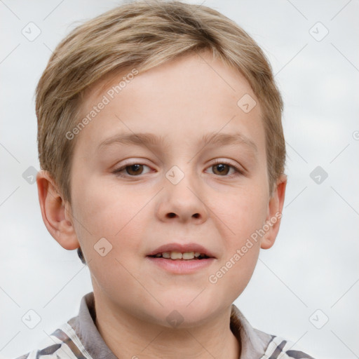 Neutral white child female with short  brown hair and grey eyes