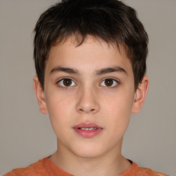 Neutral white child male with short  brown hair and brown eyes