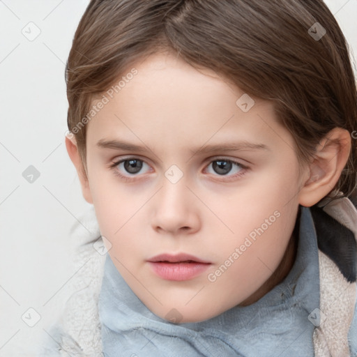 Neutral white child female with medium  brown hair and brown eyes