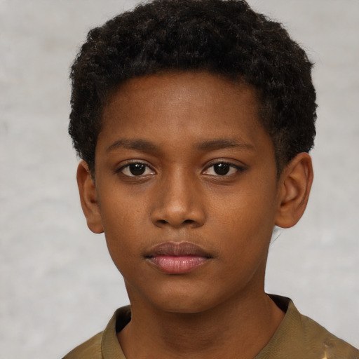 Neutral black child male with short  brown hair and brown eyes