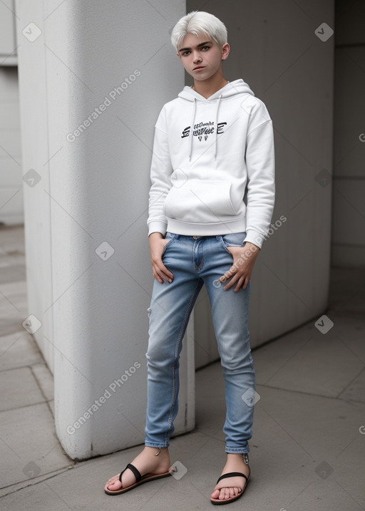 Romanian teenager boy with  white hair