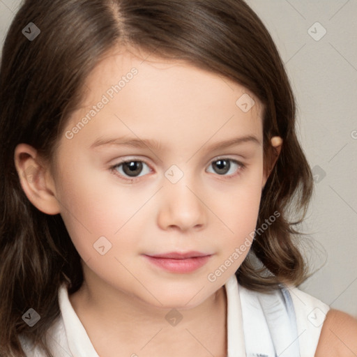 Neutral white child female with medium  brown hair and brown eyes