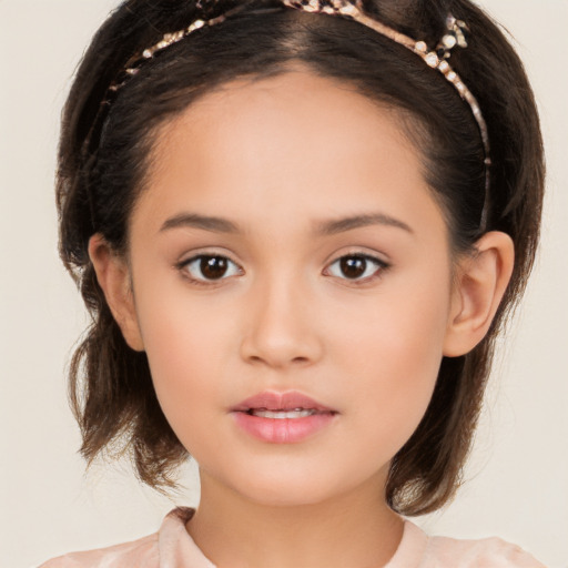 Neutral white child female with medium  brown hair and brown eyes