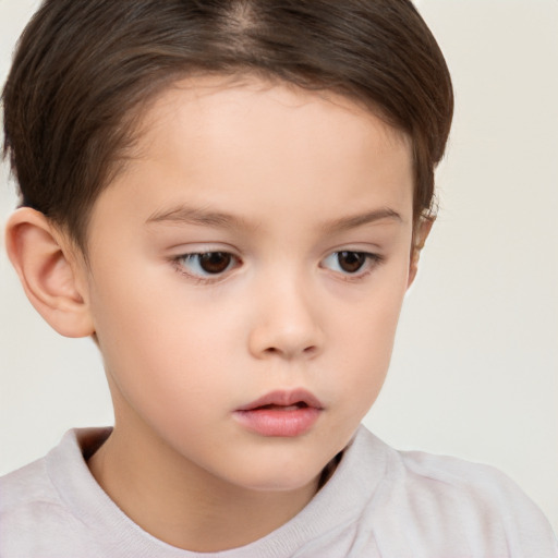 Neutral white child female with short  brown hair and brown eyes