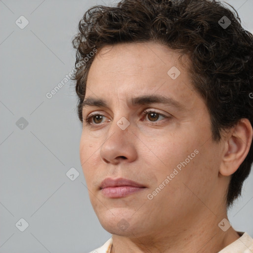 Neutral white adult male with short  brown hair and brown eyes