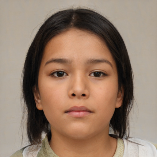 Neutral asian young-adult female with medium  brown hair and brown eyes