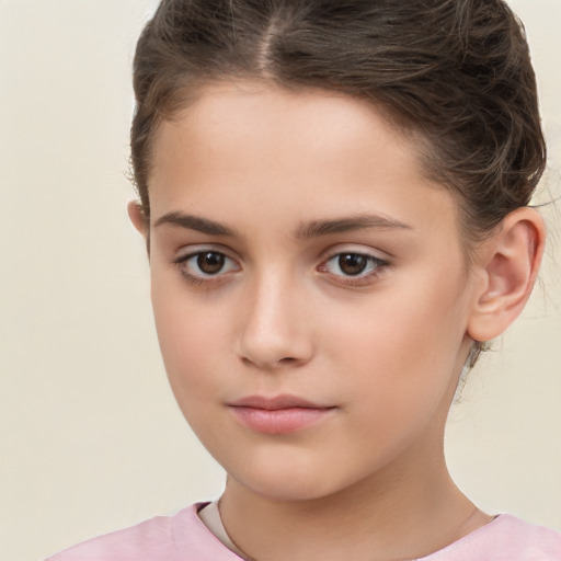 Neutral white child female with short  brown hair and brown eyes