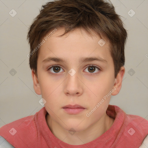 Neutral white child male with short  brown hair and brown eyes