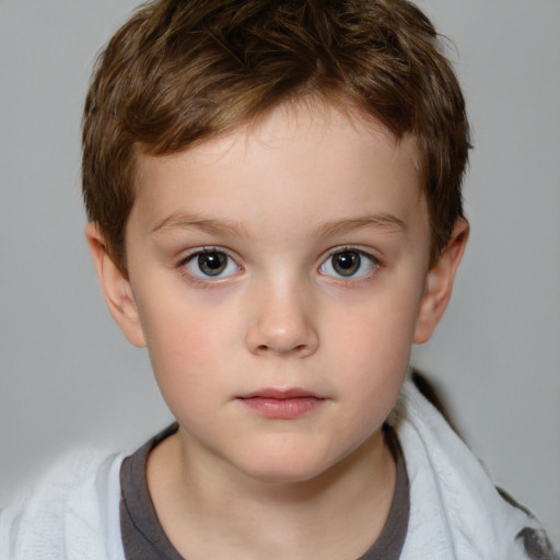 Neutral white child male with short  brown hair and brown eyes