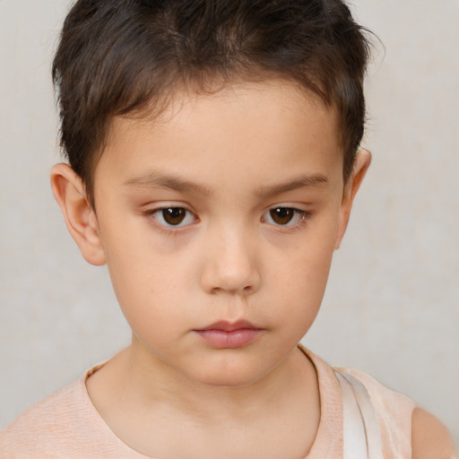 Neutral white child male with short  brown hair and brown eyes