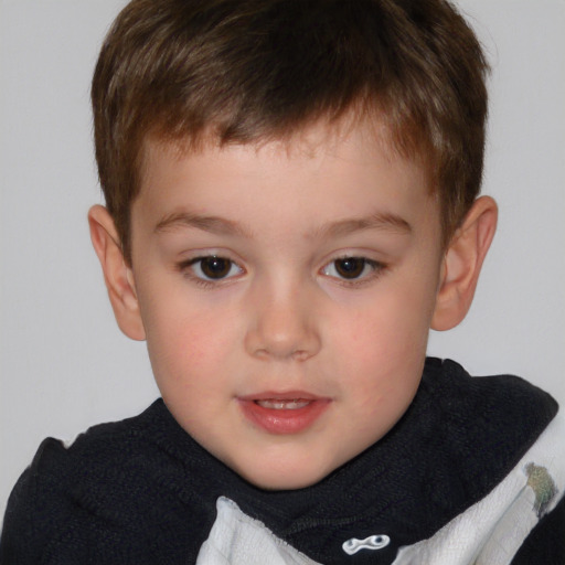 Neutral white child male with short  brown hair and brown eyes