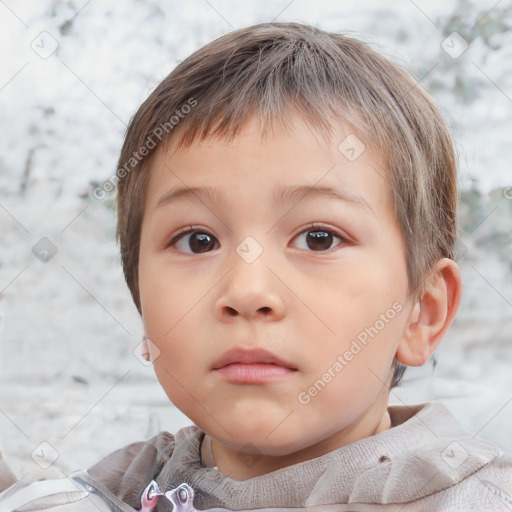 Neutral white child male with short  brown hair and brown eyes