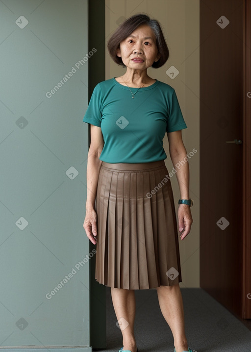 Singaporean elderly female with  brown hair