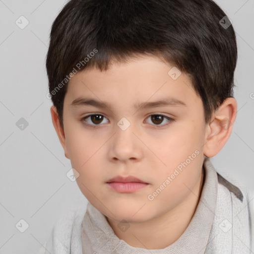 Neutral white child male with short  brown hair and brown eyes