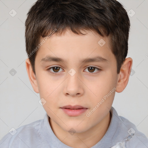 Neutral white child male with short  brown hair and brown eyes