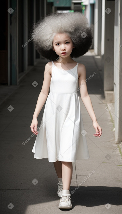 Taiwanese child girl with  white hair