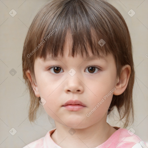 Neutral white child female with medium  brown hair and brown eyes