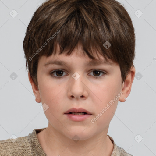 Neutral white child male with short  brown hair and brown eyes