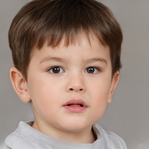 Neutral white child male with short  brown hair and brown eyes