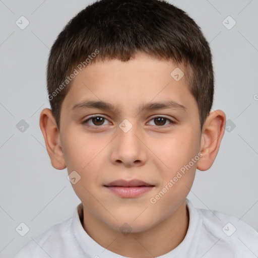 Neutral white child male with short  brown hair and brown eyes